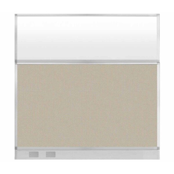 Hush Panel Configurable Cubicle Partition 6' x 6' Sand Fabric Frosted Window w/ Cable Channel